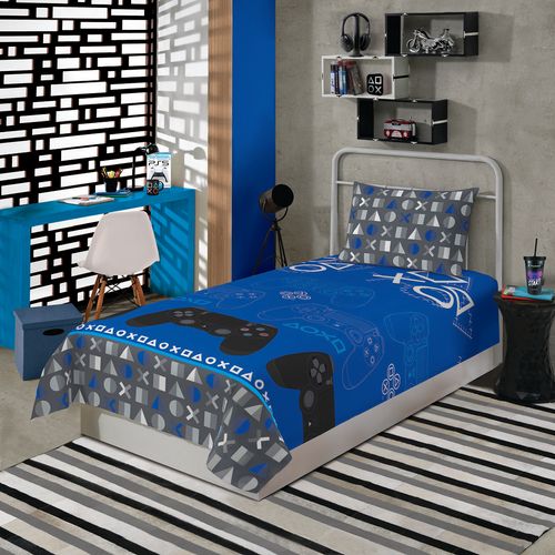 JOGO DE CAMA SOLTEIRO - PLAYSTATION - 2 PEÇAS # 059544 - LEPPER