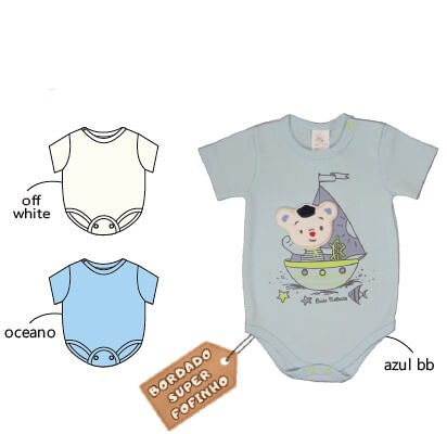 KIT BODY MANGA CURTA - 3 UNIDADES - TAMANHO RN AO G # 8883K - BICHO MOLHADO