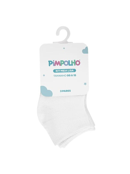 KIT MEIA LISA - 3 PARES  - TAMANHO 00 A 15 # 0008476 - PIMPOLHO