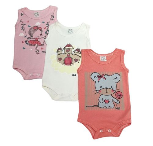KIT BODY REGATA - 3 UNIDADES - TAMANHO P AO G # 6119 - MUB