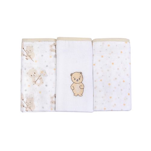 FRALDA COM BAINHA - 3 UNIDADES 70X68 -BABY NICE # 5405 - MINASREY