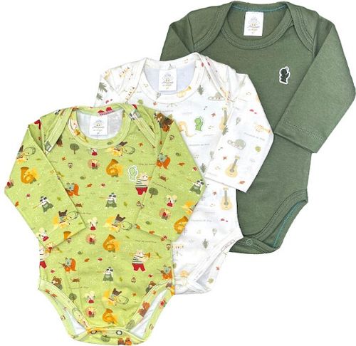 KIT BODY MANGA LONGA - 3 UNIDADES - TAMANHO RN AO G #26036 - PRESENTE DE ANJO
