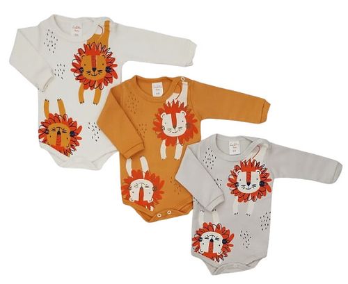 KIT BODY MANGA LONGA - 3 UNIDADES - TAMANHO RN AO G # 20.204 - LE&MA