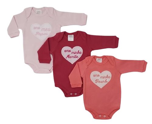 KIT BODY  MANGA LONGA - 3 UNIDADES - TAMANHO RN AO G # 4652N - KORTE REKORTE