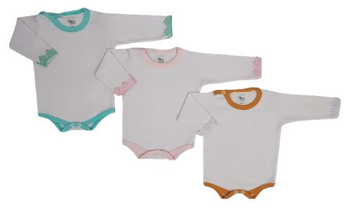 KIT BODY MANGA LONGA - 3 UNIDADES - TAMANHO RN AO G # 40.090 - ROSA BEBÊ
