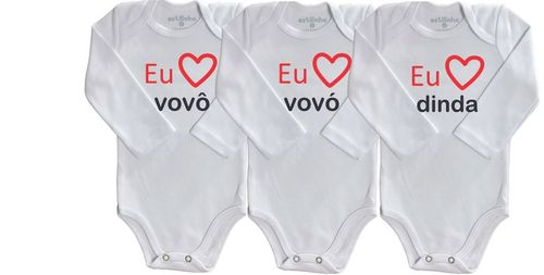 KIT BODY MANGA LONGA - 3 UNIDADES - TAMANHO RN AO G # 0403088 - ESTILINHO