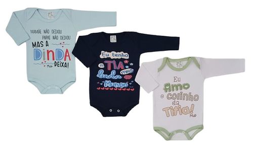 KIT BODY MANGA LONGA - 3 UNIDADES - TAMANHO RN AO G # MUB
