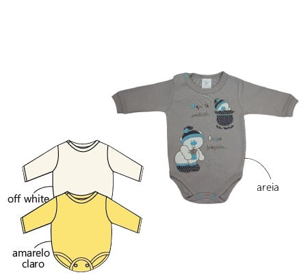KIT BODY MANGA LONGA - 3 UNIDADES - TAMANHO RN AO G # 9013K - BICHO MOLHADO