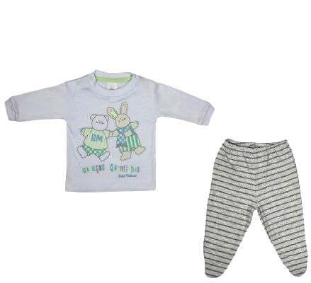 CONJUNTO PIJAMA BLUSA MANGA LONGA + CALÇA - TAMANHO RN AO XG # 9000K - BICHO MOLHADO