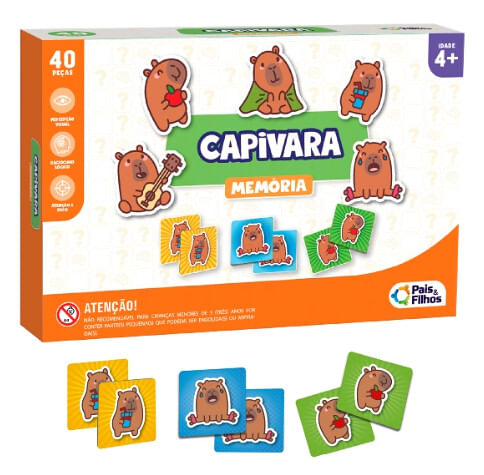 JOGO DA MEMÓRIA CAPIVARA - 40 PEÇAS # 793121 - GALA PAIS&FILHOS