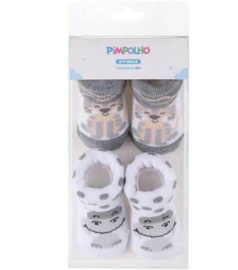 KIT MEIA - UNISSEX - 2 PARES - TAMANHO RN # 0300480 - PIMPOLHO