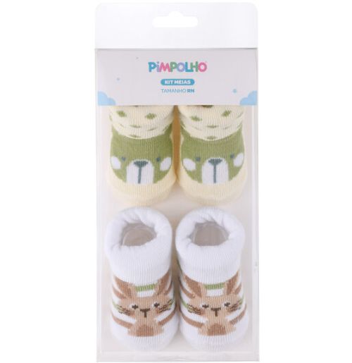 KIT MEIA - UNISSEX - 2 PARES - TAMANHO RN # 0300480 - PIMPOLHO