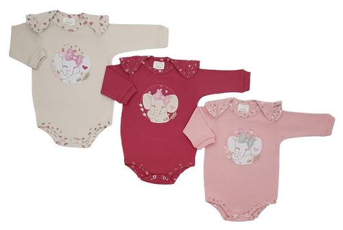 KIT BODY MANGA LONGA  - 3 UNIDADES - TAMANHO RN AO G # 4640N - KORTE REKORTE