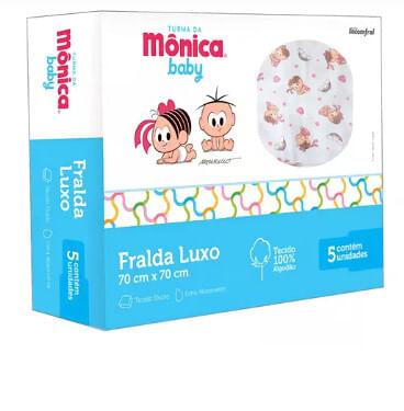 FRALDA LUXO TURMA DA MÔNICA COM BAINHA - 5 UNIDADES # 321151 - INCONFRAL
