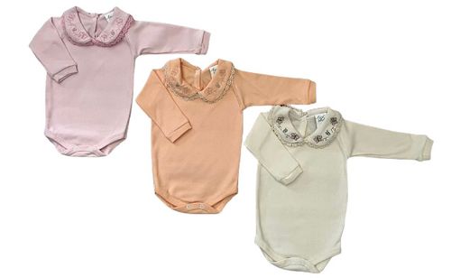 KIT BODY MANGA LONGA - 3 UNIDADES - TAMANHO RN AO G # 10.119 - AZUL BEBÊ