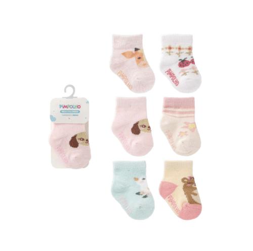 KIT MEIA COLORIDA - FEMININO - 6 PARES - TAMANHO ZERO # 0301188 - PIMPOLHO
