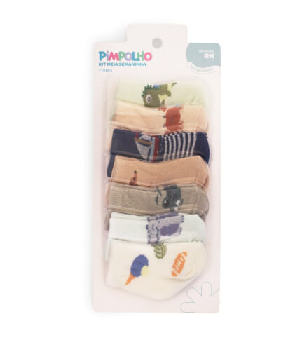 KIT MEIA SEMANINHA - MASCULINO - 7 PARES-TAMANHO RN # 0301071 - PIMPOLHO
