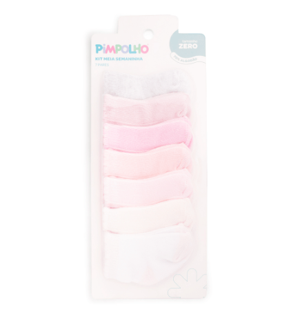 KIT MEIA SEMANINHA  - FEMININO - 7 PARES-TAMAN0HO ZERO # 0301353 - PIMPOLHO