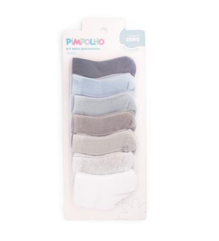 KIT MEIA SEMANINHA  - MASCULINO - 7 PARES-TAMANHO ZERO # 0301355 - PIMPOLHO