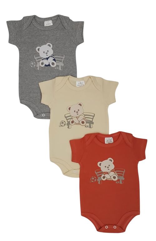 KIT BODY MANGA CURTA  - 3 UNIDADES - TAMANHO RN AO G # 4858N - KORTE REKORTE