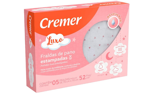 FRALDA LUXO ESTAMPADA FEMININA -  5 UNIDADES # 372809 - CREMER