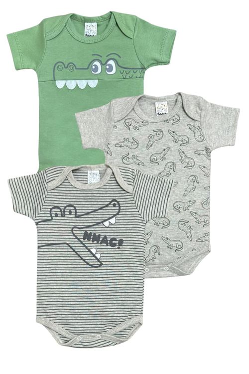 KIT BODY CURTA - MASCULINO - 3 UNIDADES - TAMANHO RN AO EG # 8709 - PETUTINHA