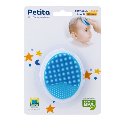 ESCOVA DE BANHO INFANTIL - EM SILICONE # 1114-AZR - PETITA