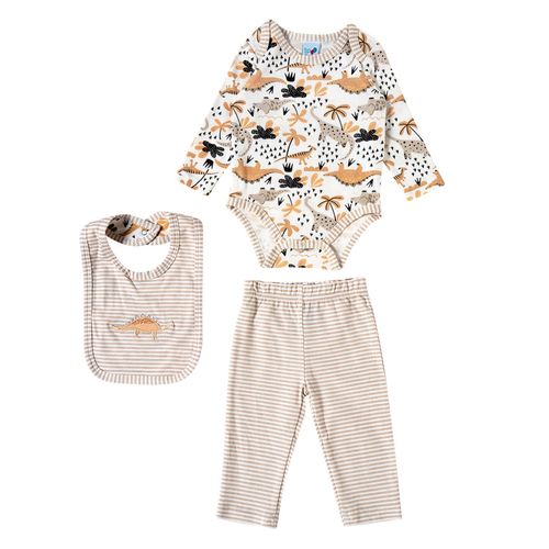 KIT BEBÊ  - BODY CALÇA E BABADOR - 3 PEÇAS - TAMANHO RN AO M # 11509332 - TIP TOP