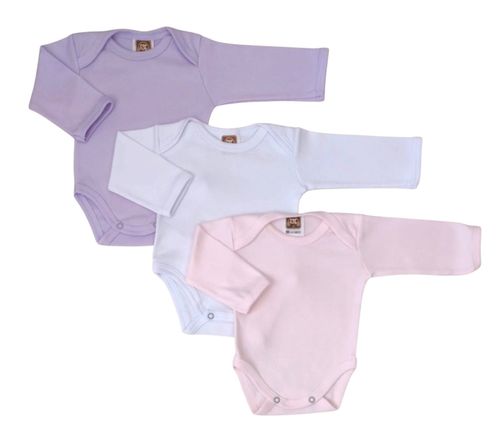 KIT BODY MANGA LONGA - 3 UNIDADES - TAMANHO RN AO G # 23918 - POP CUTE