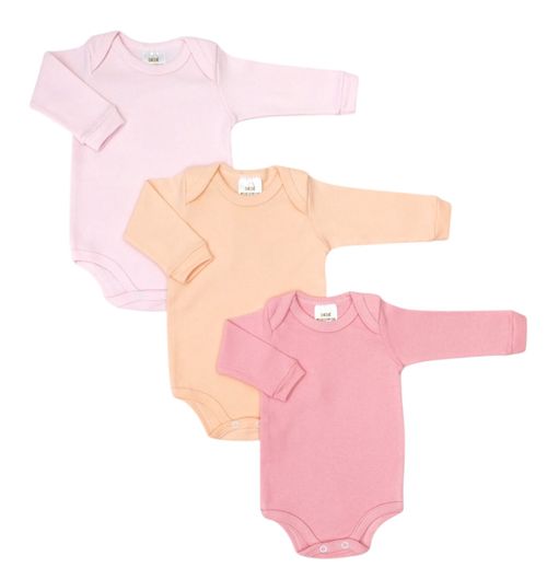 KIT BODY MANGA LONGA - 3 UNIDADES - TAMANHO RN AO G # 1430P - BEBE PRECIOSO