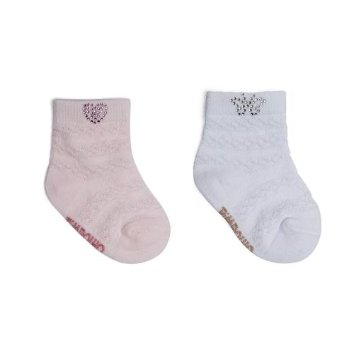 KIT MEIA COM TEXTURA E STRASS - 2 PARES  - TAMANHO 00-15 #0301617 - PIMPOLHO