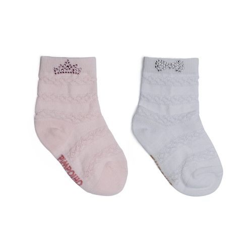 KIT MEIA COM TEXTURA E STRASS - 2 PARES  - TAMANHO 16-20 #0301622 - PIMPOLHO