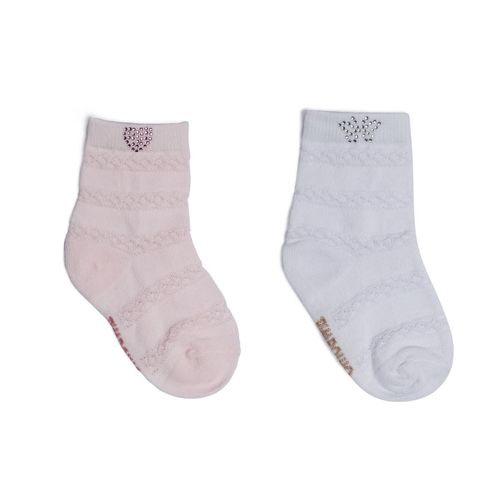 KIT MEIA COM TEXTURA E STRASS - 2 PARES  - TAMANHO 21-25