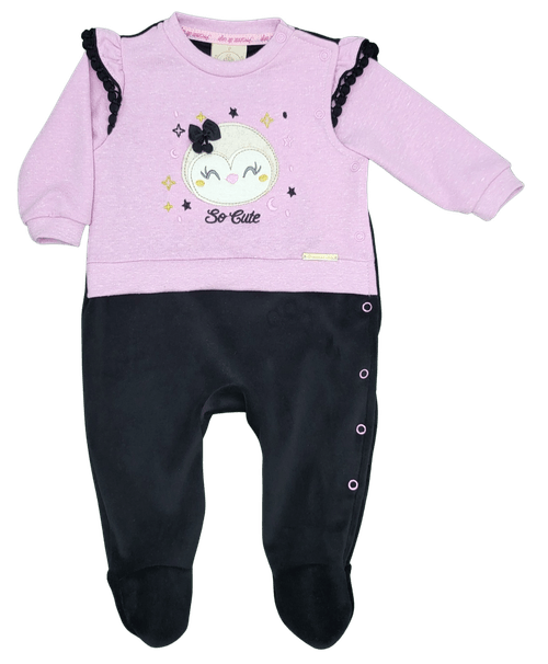MACACÃO LONGO PLUSH - PINGUIM  - TAMANHO RN AO M # 26255 - PRESENTE DE ANJO