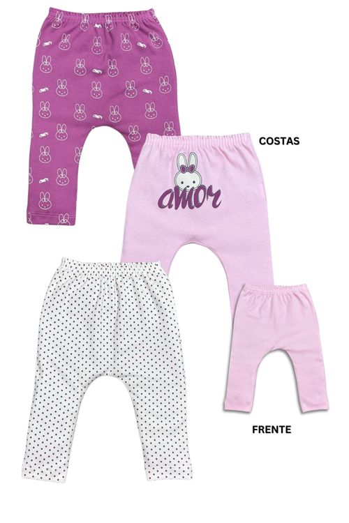 KIT CULOTE - FEMININO - 3 UNIDADES - TAMANHO RN AO EG # 8782 - PETUTINHA