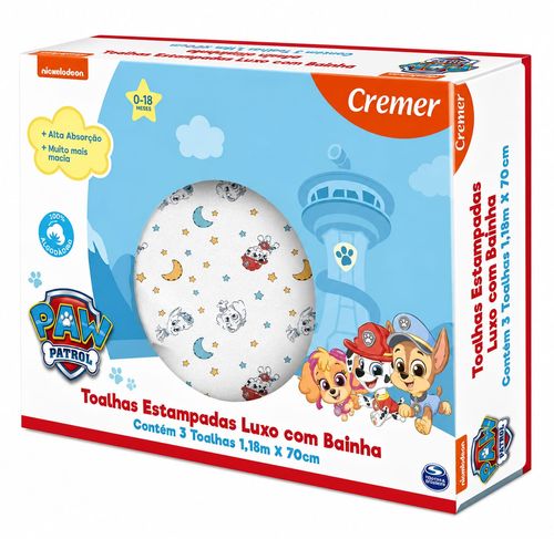 TOALHA LUXO ESTAMPADA - 3 UNIDADES - PATRULHA CANINA # 646009 - CREMER