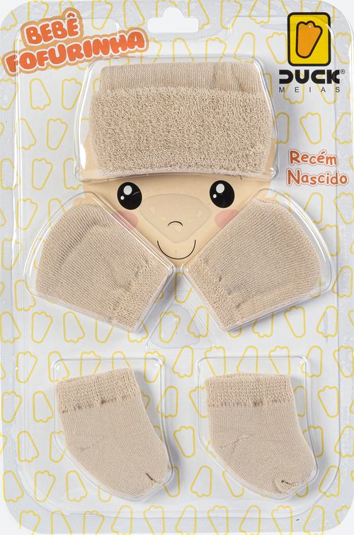 KIT FOFURINHA - TOUCA  LUVA E MEIA - TAMANHO RN #4501305405 - CONDE DUCK