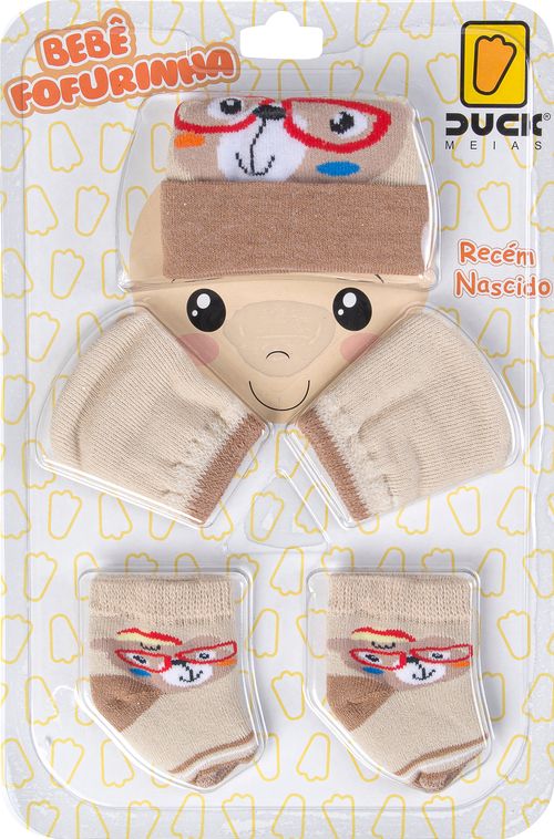 KIT FOFURINHA - TOUCA  LUVA E MEIA - TAMANHO RN #4502505405 - CONDE DUCK
