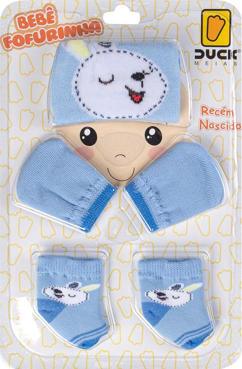 KIT FOFURINHA - TOUCA  LUVA E MEIA - TAMANHO RN #4502605405 - CONDE DUCK