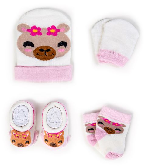 KIT TOUCA, LUVA E MEIA - ENXOVAL - TAMANHO RN #0895505405 - CONDE DUCK