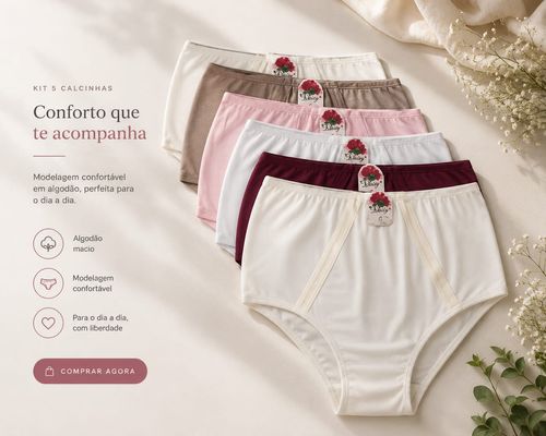 CALCINHA MALHA LISA COM 6 # 461 - ROSASTYL
