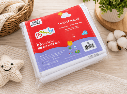 FRALDA ESPECIAL BUBLIM  - LISO - 5 UNIDADES # 320040 - INCOMFRAL