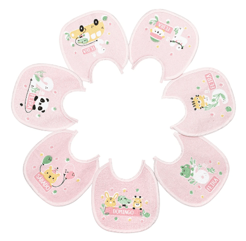 BABADOR SEMANINHA FELPUDO E PLÁSTIFICADO ESTAMPADO - 20X19cm - 7 UNIDADES # 09320 - PAPI