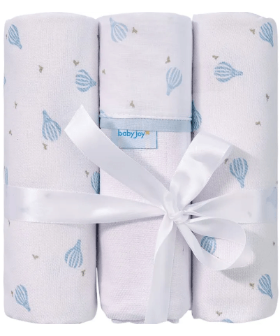 CUEIRO FLANELADO ESTAMPADO/LISO - 3 UNIDADES #28035 - BABY JOY