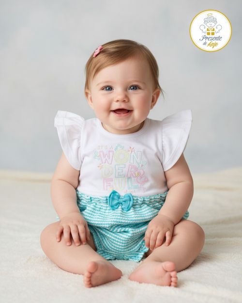 MACACÃO CURTO INFANTIL- TAMANHO P AO G #26359 - PRESENTE DE ANJO