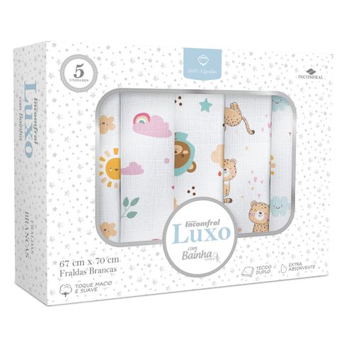 FRALDA LUXO COM BAINHA- 5 UNIDADES #321110 - INCOMFRAL