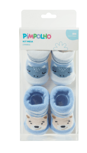 KIT MEIA  2 PARES  - MASCULINO - TAMANHO RN #0301523 - PIMPOLHO