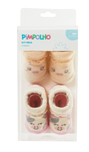 KIT MEIA  2 PARES  - FEMININO - TAMANHO RN  #0301522 - PIMPOLHO
