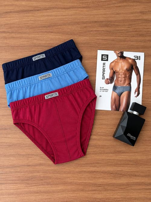 KIT CUECA SLIP - 3 UNIDADES - TAMANHO M AO EG #21.10.001 - OMOS